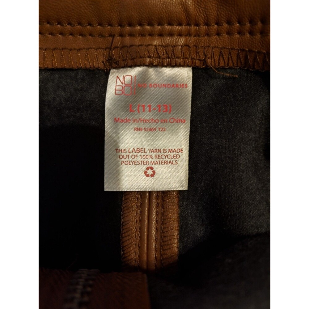 NWT Sexy Fall Brown Faux Leather Mini Skirt Front Zipper, Button & Pockets SZ L - Picture 5 of 9